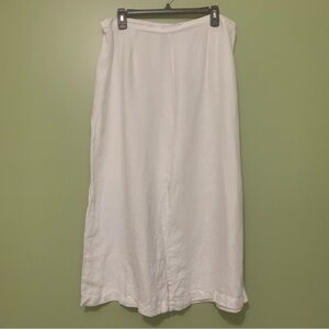 Russ Berens Linen Crop Wide Leg White Pants